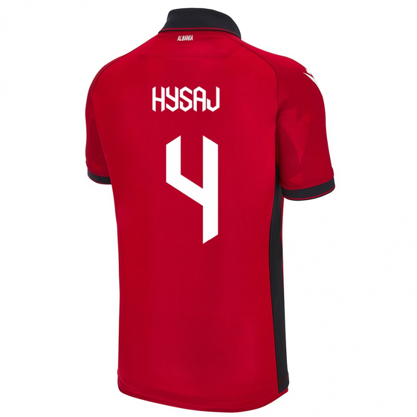 Hombre Fútbol Camiseta Albania Elseid Hysaj #4 Rojo 1ª Equipación 24-26 México