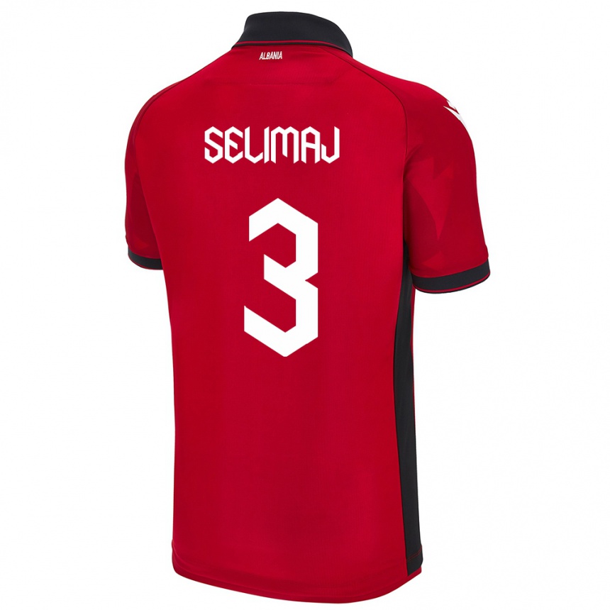 Hombre Fútbol Camiseta Albania Ermis Selimaj #3 Rojo 1ª Equipación 24-26 México