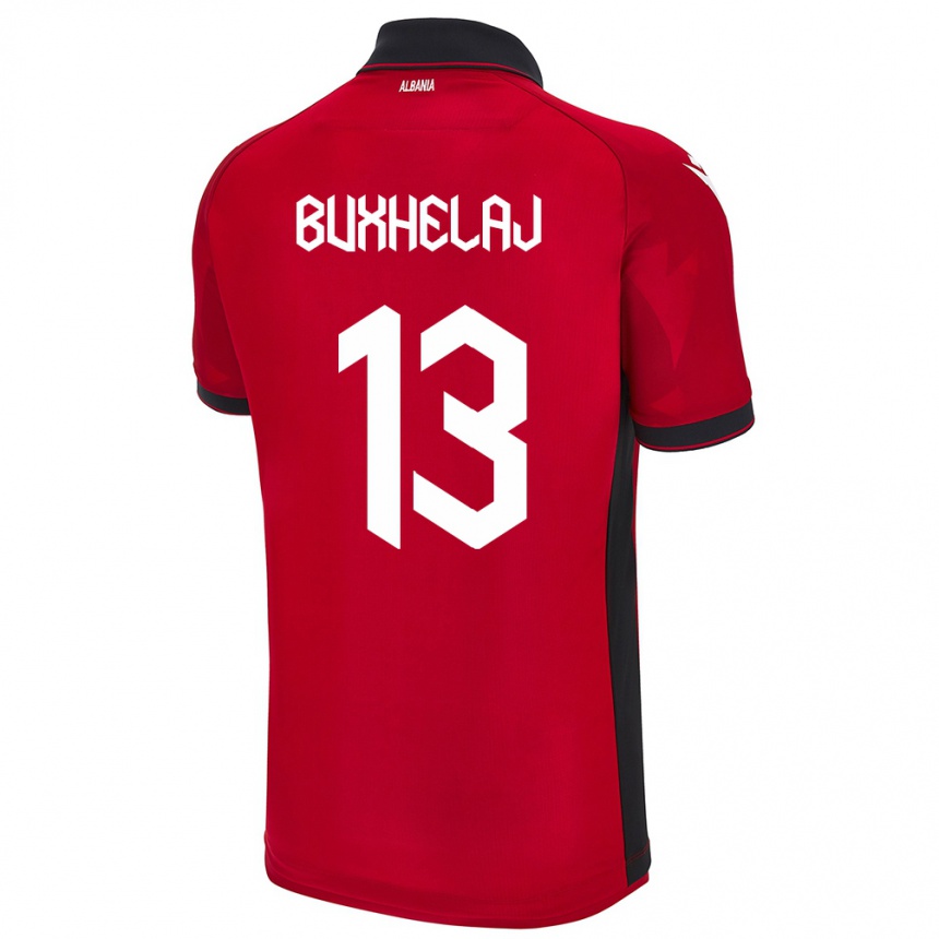 Hombre Fútbol Camiseta Albania Paulo Buxhelaj #13 Rojo 1ª Equipación 24-26 México