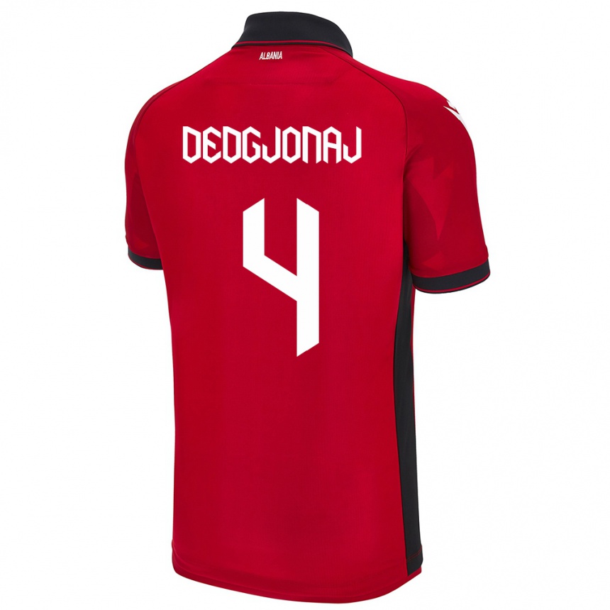 Hombre Fútbol Camiseta Albania Leonora Dedgjonaj #4 Rojo 1ª Equipación 24-26 México