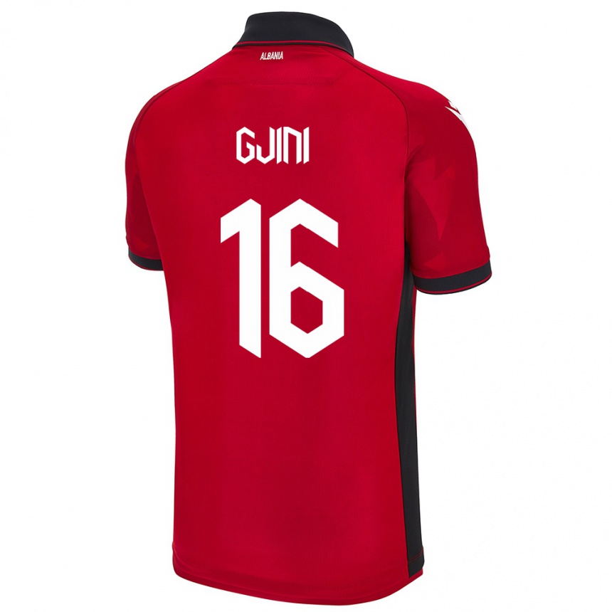 Hombre Fútbol Camiseta Albania Luçije Gjini #16 Rojo 1ª Equipación 24-26 México