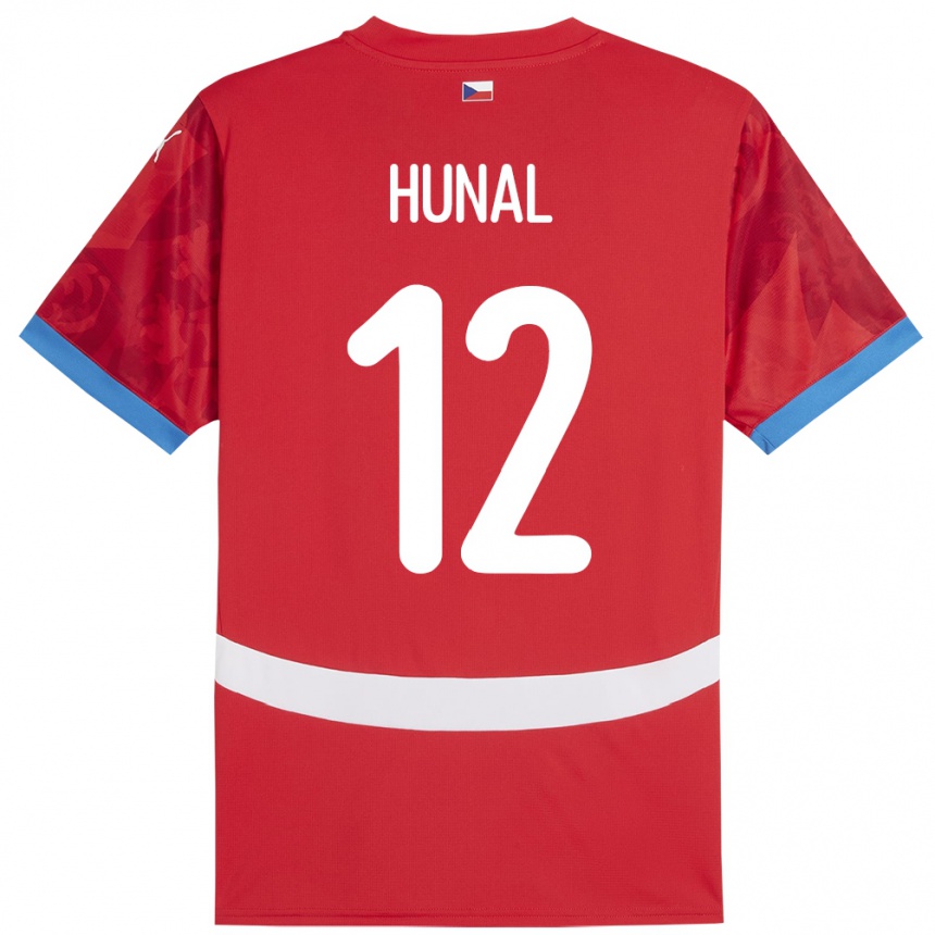 Hombre Fútbol Camiseta Chequia Eric Hunal #12 Rojo 1ª Equipación 24-26 México