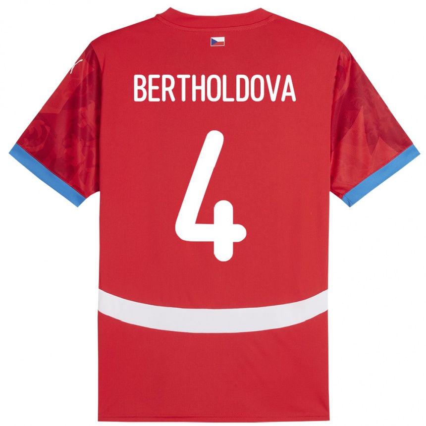 Hombre Fútbol Camiseta Chequia Petra Bertholdová #4 Rojo 1ª Equipación 24-26 México