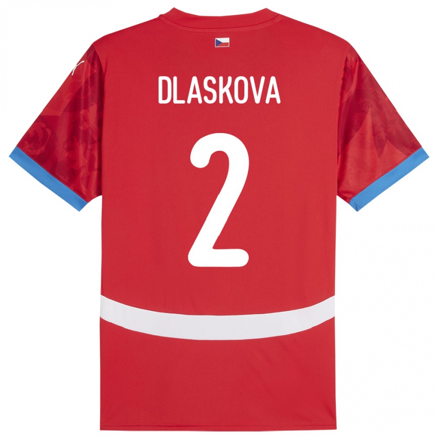 Hombre Fútbol Camiseta Chequia Anna Dlasková #2 Rojo 1ª Equipación 24-26 México