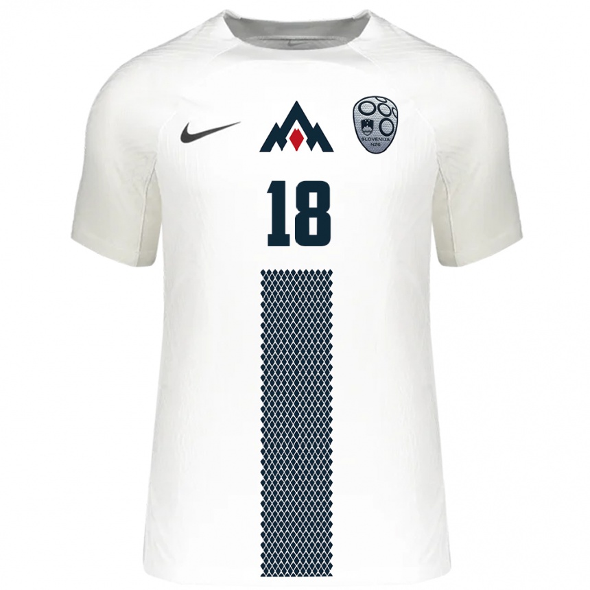 Hombre Fútbol Camiseta Eslovenia Luka Mlakar #18 Blanco 1ª Equipación 24-26 México