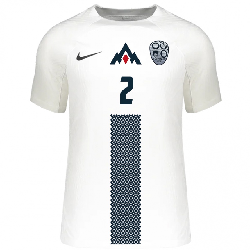 Hombre Fútbol Camiseta Eslovenia Luka Vodusek #2 Blanco 1ª Equipación 24-26 México