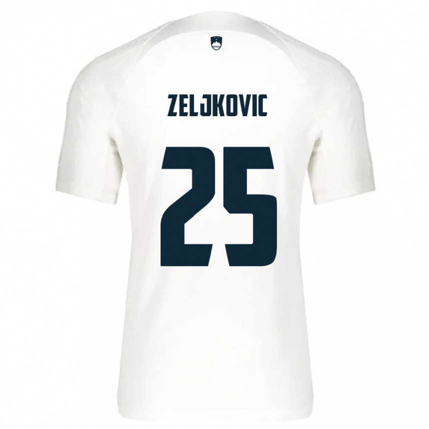 Hombre Fútbol Camiseta Eslovenia Adrian Zeljkovic #25 Blanco 1ª Equipación 24-26 México