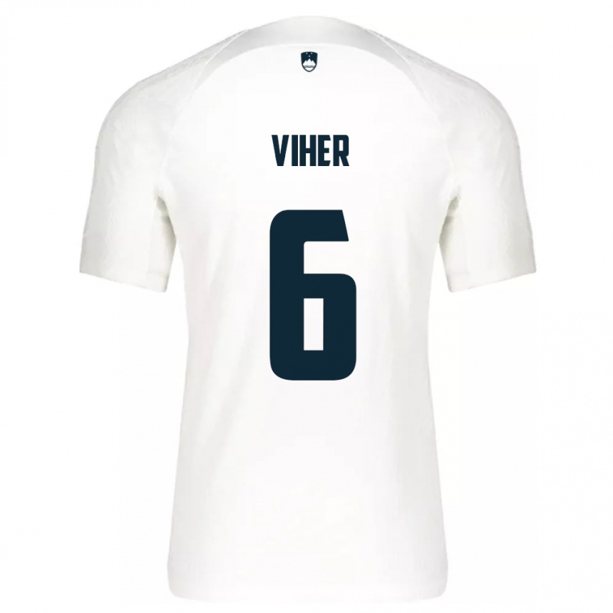 Hombre Fútbol Camiseta Eslovenia Nejc Viher #6 Blanco 1ª Equipación 24-26 México