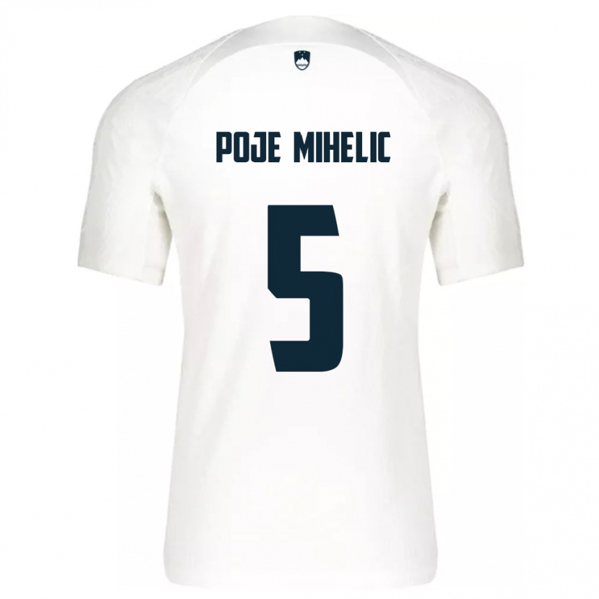 Hombre Fútbol Camiseta Eslovenia Naja Poje Mihelič #5 Blanco 1ª Equipación 24-26 México