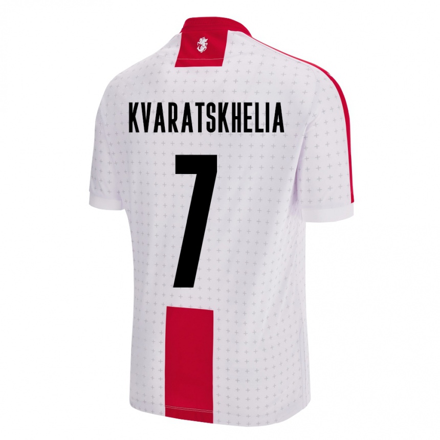 Hombre Fútbol Camiseta Georgia Khvicha Kvaratskhelia #7 Blanco 1ª Equipación 24-26 México