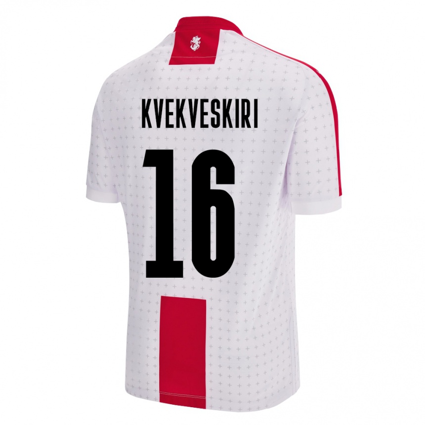 Hombre Fútbol Camiseta Georgia Nika Kvekveskiri #16 Blanco 1ª Equipación 24-26 México