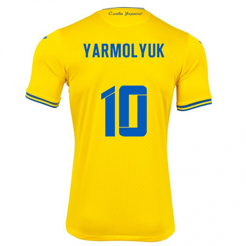 Hombre Fútbol Camiseta Ucrania Yegor Yarmolyuk #10 Amarillo 1ª Equipación 24-26 México