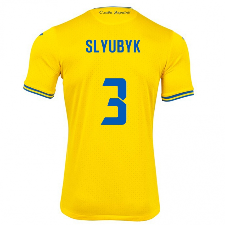 Hombre Fútbol Camiseta Ucrania Bogdan Slyubyk #3 Amarillo 1ª Equipación 24-26 México