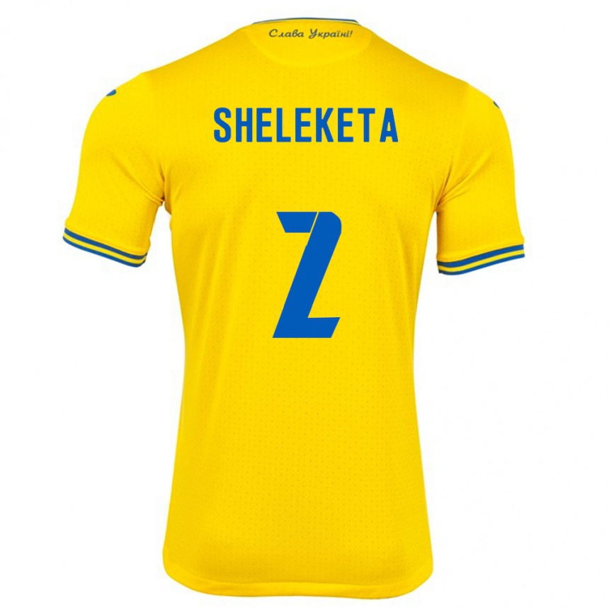 Hombre Fútbol Camiseta Ucrania Mykyta Sheleketa #2 Amarillo 1ª Equipación 24-26 México