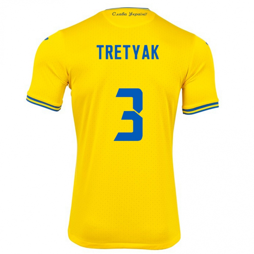 Hombre Fútbol Camiseta Ucrania Demyan Tretyak #3 Amarillo 1ª Equipación 24-26 México