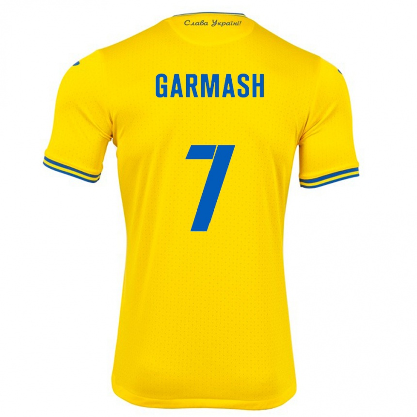 Hombre Fútbol Camiseta Ucrania Yevgen Garmash #7 Amarillo 1ª Equipación 24-26 México