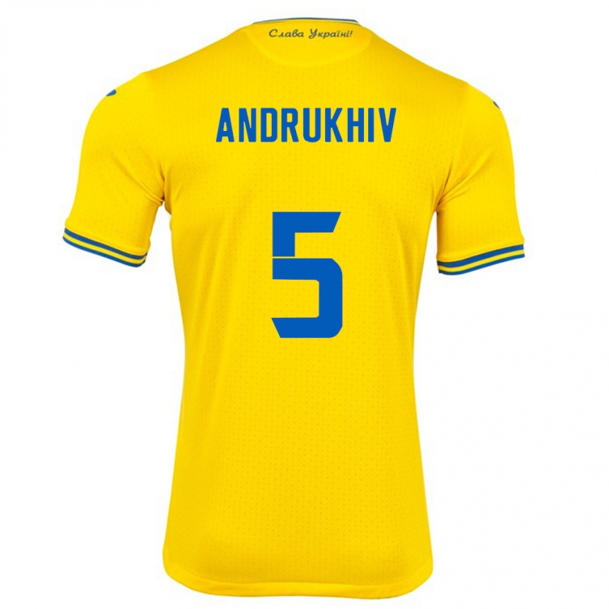 Hombre Fútbol Camiseta Ucrania Veronika Andrukhiv #5 Amarillo 1ª Equipación 24-26 México