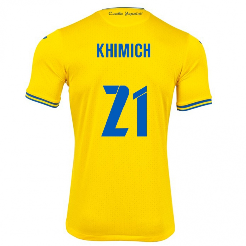 Hombre Fútbol Camiseta Ucrania Tamila Khimich #21 Amarillo 1ª Equipación 24-26 México