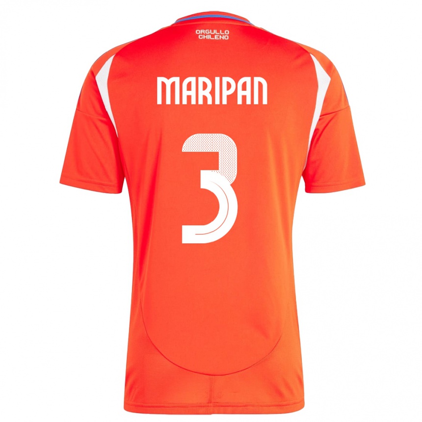 Hombre Fútbol Camiseta Chile Guillermo Maripán #3 Rojo 1ª Equipación 24-26 México