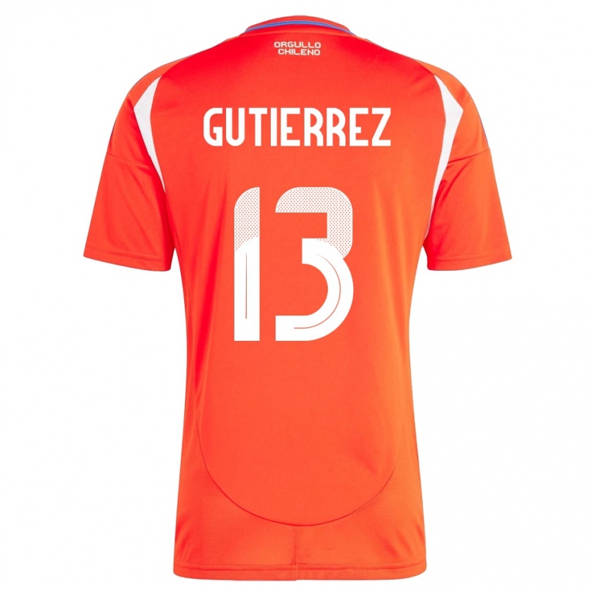 Hombre Fútbol Camiseta Chile Daniel Gutiérrez #13 Rojo 1ª Equipación 24-26 México