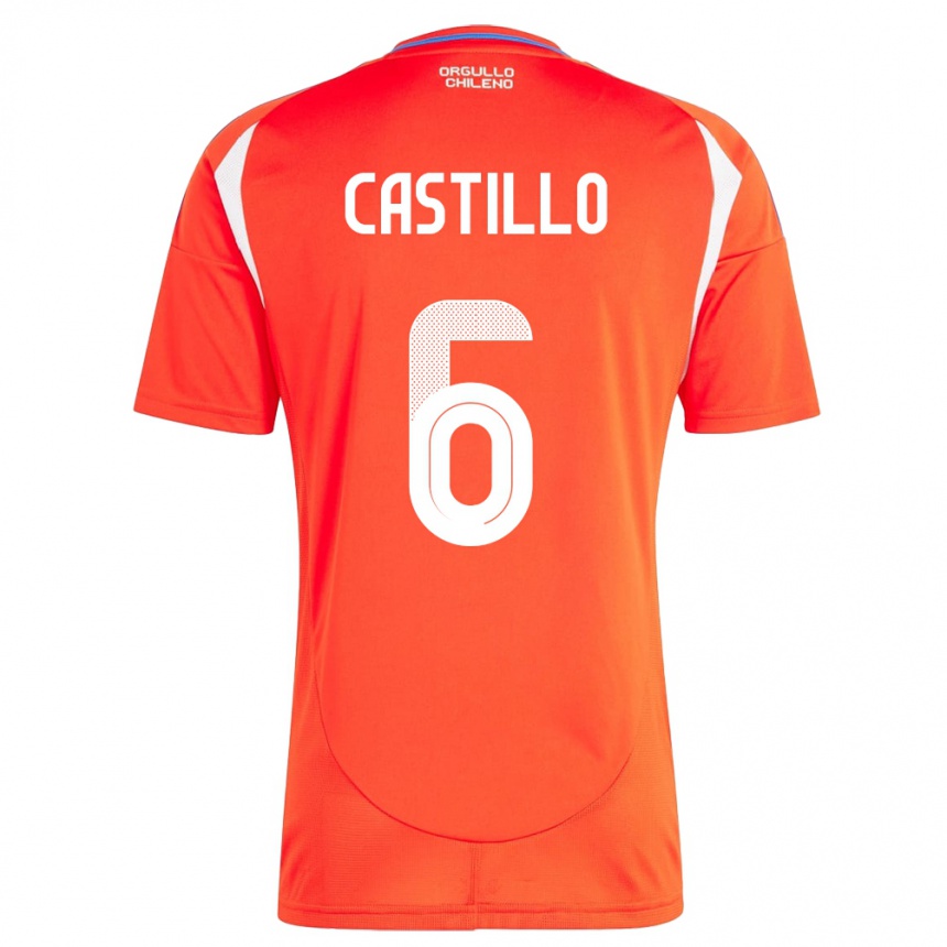 Hombre Fútbol Camiseta Chile Cristóbal Castillo #6 Rojo 1ª Equipación 24-26 México