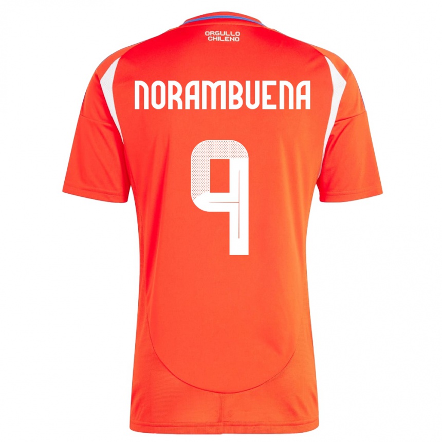Hombre Fútbol Camiseta Chile Gabriel Norambuena #9 Rojo 1ª Equipación 24-26 México