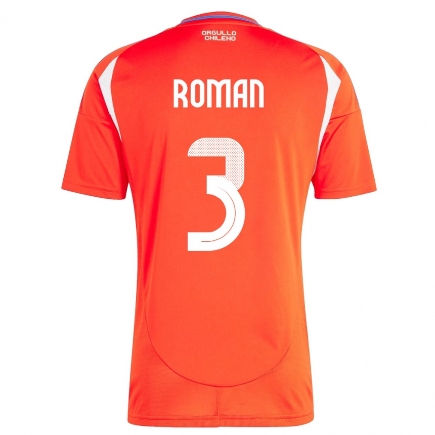 Hombre Fútbol Camiseta Chile Iván Román #3 Rojo 1ª Equipación 24-26 México