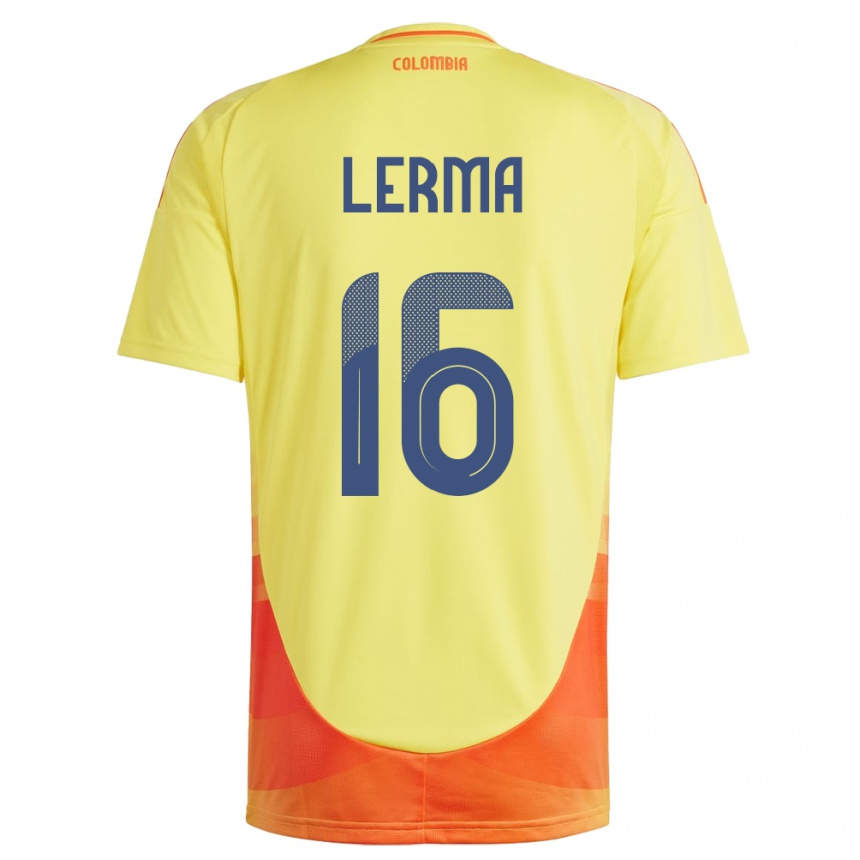 Hombre Fútbol Camiseta Colombia Jefferson Lerma #16 Amarillo 1ª Equipación 24-26 México