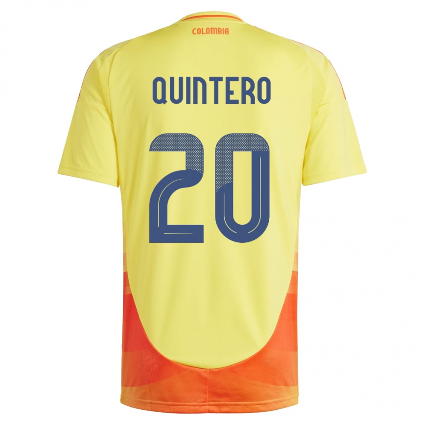 Hombre Fútbol Camiseta Colombia Juan Fernando Quintero #20 Amarillo 1ª Equipación 24-26 México