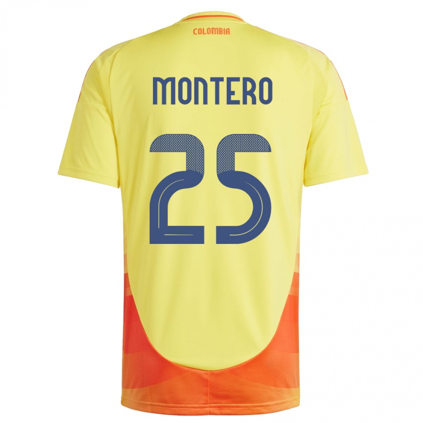 Hombre Fútbol Camiseta Colombia Álvaro Montero #25 Amarillo 1ª Equipación 24-26 México