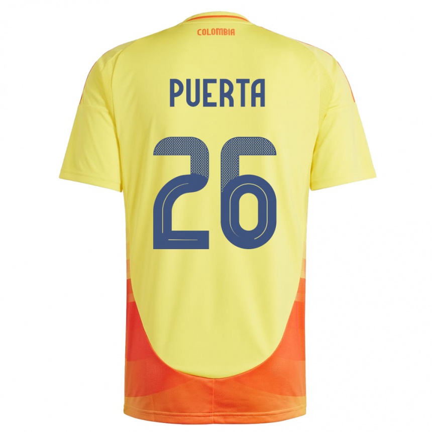 Hombre Fútbol Camiseta Colombia Gustavo Puerta #26 Amarillo 1ª Equipación 24-26 México