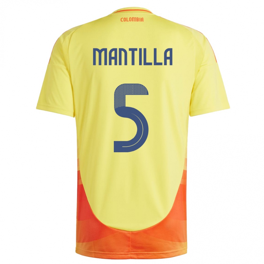 Hombre Fútbol Camiseta Colombia Kevin Mantilla #5 Amarillo 1ª Equipación 24-26 México