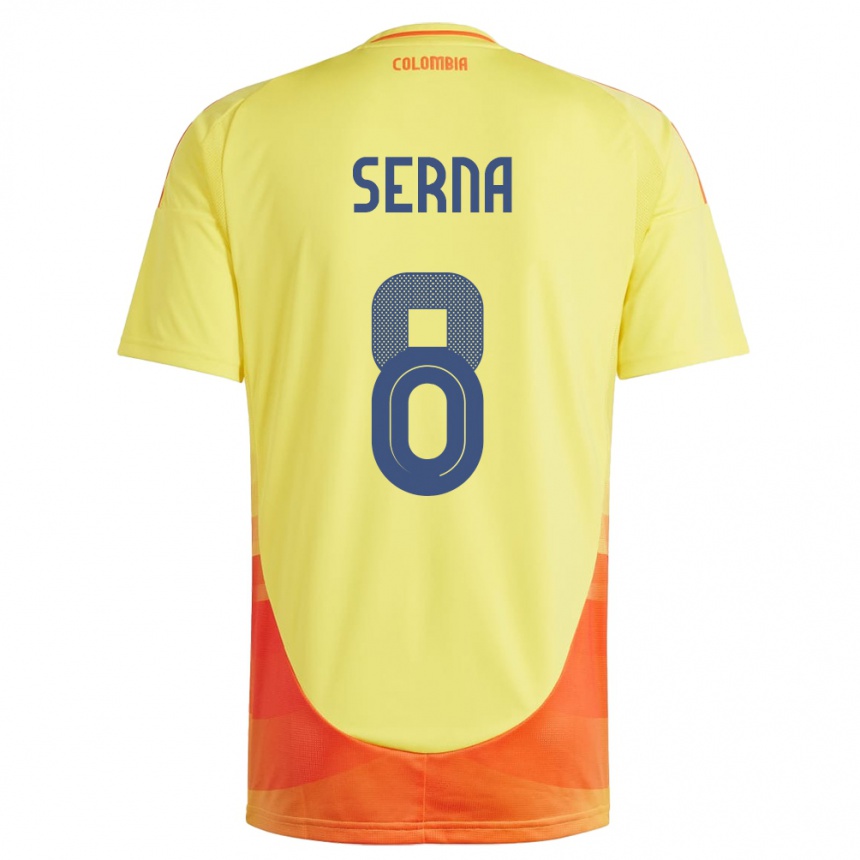 Hombre Fútbol Camiseta Colombia Liced Serna #8 Amarillo 1ª Equipación 24-26 México