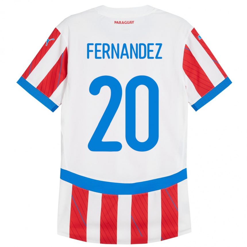 Hombre Fútbol Camiseta Paraguay Marcelo Fernández #20 Blanco Rojo 1ª Equipación 24-26 México