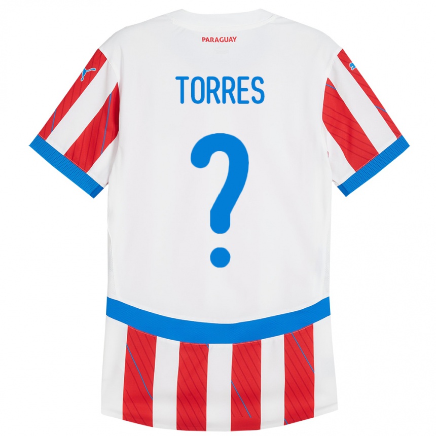 Hombre Fútbol Camiseta Paraguay Diego Torres #0 Blanco Rojo 1ª Equipación 24-26 México
