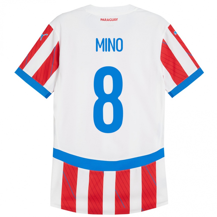 Hombre Fútbol Camiseta Paraguay Rosa Miño #8 Blanco Rojo 1ª Equipación 24-26 México