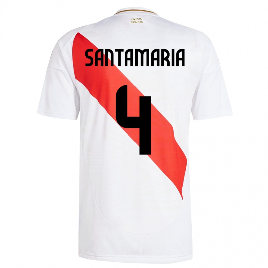 Hombre Fútbol Camiseta Perú Anderson Santamaría #4 Blanco 1ª Equipación 24-26 México