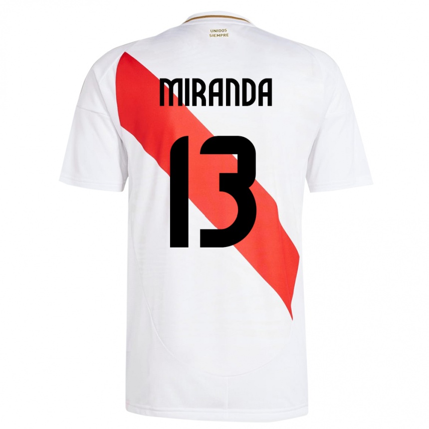 Hombre Fútbol Camiseta Perú Yoselin Miranda #13 Blanco 1ª Equipación 24-26 México