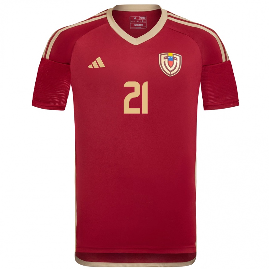 Hombre Fútbol Camiseta Venezuela Alexander González #21 Borgoña 1ª Equipación 24-26 México