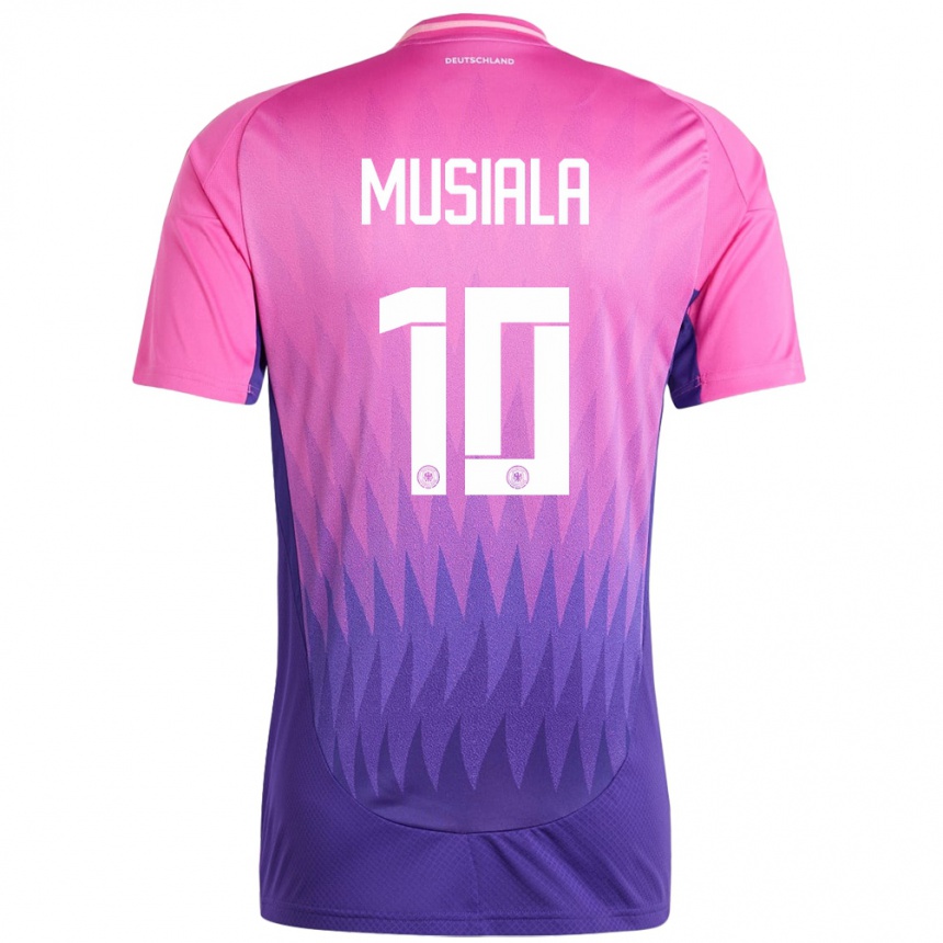 Hombre Fútbol Camiseta Alemania Jamal Musiala #10 Rosado Morado 2ª Equipación 24-26 México