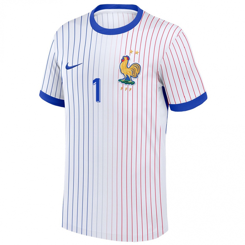 Hombre Fútbol Camiseta Francia Illan Meslier #1 Blanco 2ª Equipación 24-26 México