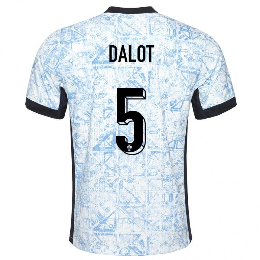 Hombre Fútbol Camiseta Portugal Diogo Dalot #5 Crema Azul 2ª Equipación 24-26 México