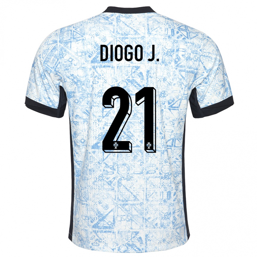Hombre Fútbol Camiseta Portugal Diogo Jota #21 Crema Azul 2ª Equipación 24-26 México