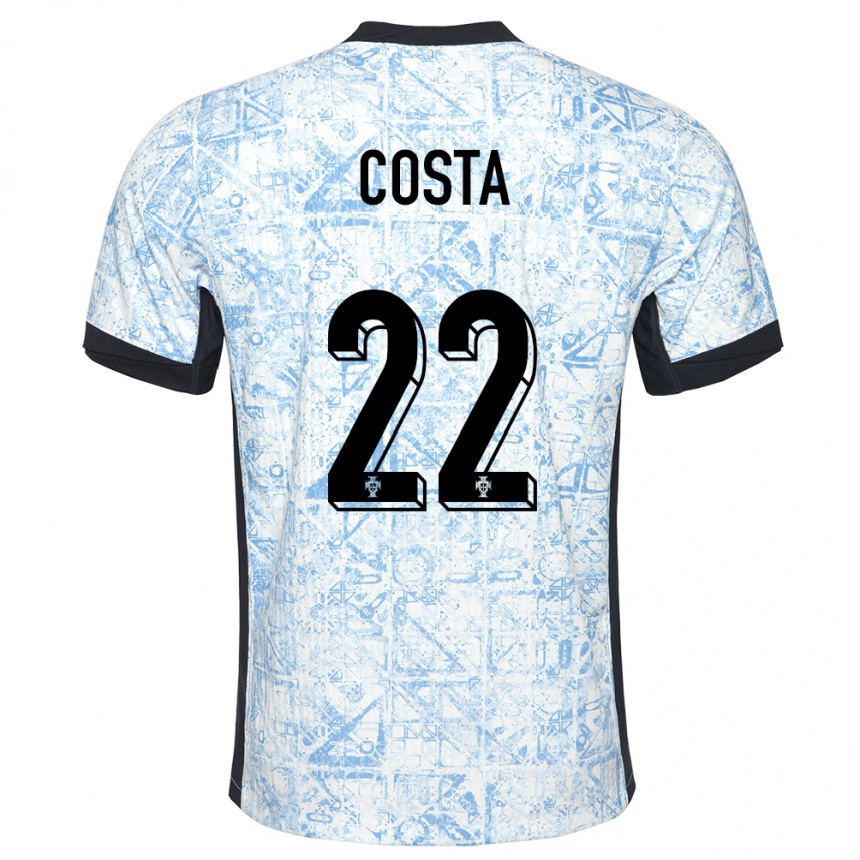 Hombre Fútbol Camiseta Portugal Diogo Costa #22 Crema Azul 2ª Equipación 24-26 México