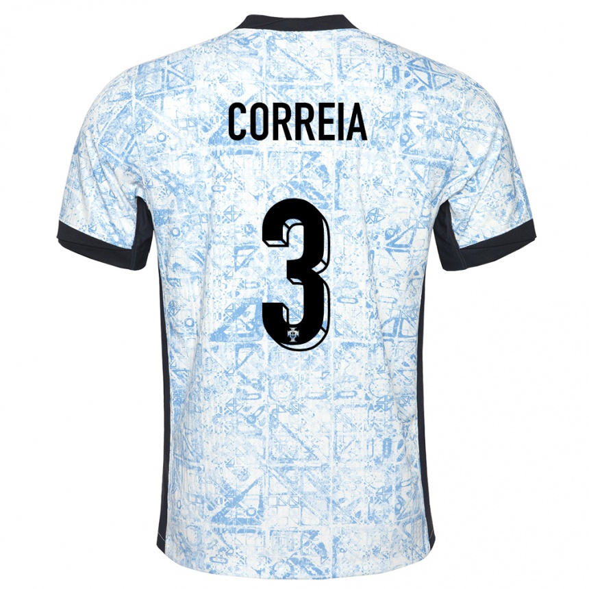 Hombre Fútbol Camiseta Portugal Alicia Correia #3 Crema Azul 2ª Equipación 24-26 México