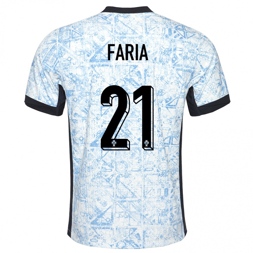 Hombre Fútbol Camiseta Portugal Andreia Faria #21 Crema Azul 2ª Equipación 24-26 México