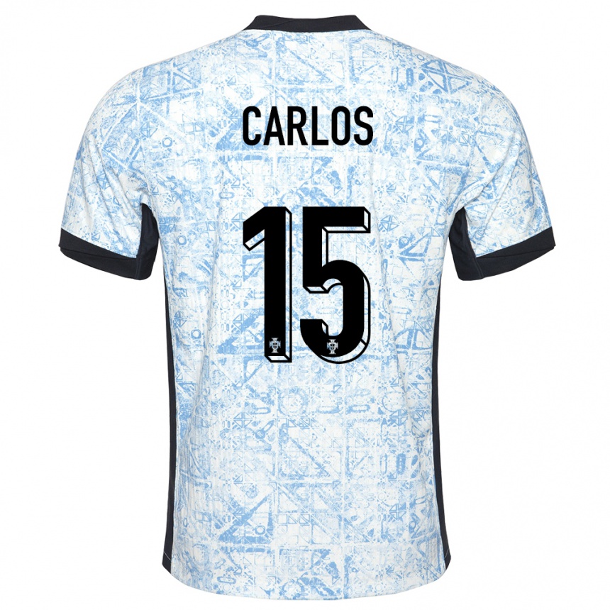 Hombre Fútbol Camiseta Portugal Ze Carlos #15 Crema Azul 2ª Equipación 24-26 México