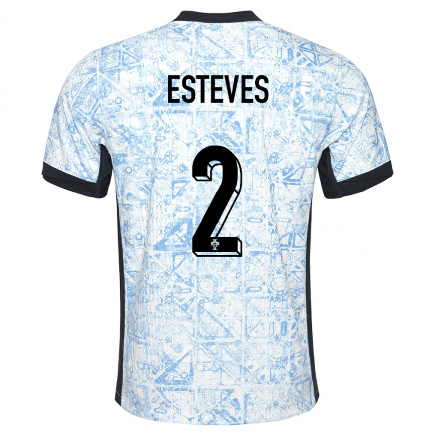 Hombre Fútbol Camiseta Portugal Goncalo Esteves #2 Crema Azul 2ª Equipación 24-26 México