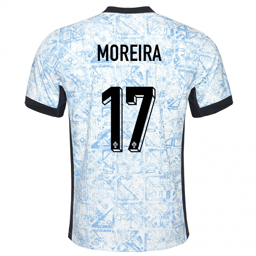 Hombre Fútbol Camiseta Portugal Afonso Moreira #17 Crema Azul 2ª Equipación 24-26 México