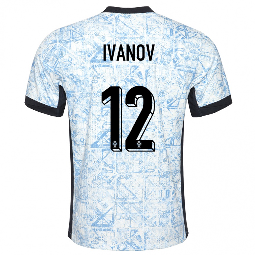 Hombre Fútbol Camiseta Portugal David Ivanov #12 Crema Azul 2ª Equipación 24-26 México